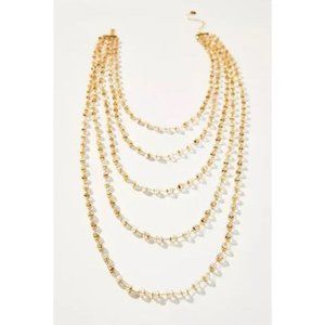 Anthropologie Romantic Glass Crystal Layered Necklace